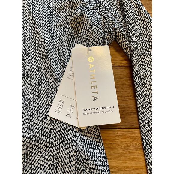 Athleta Delancey Textured Dress Braiden Black NWT XXS $169‎ Sporty Flattering - Picture 7 of 9